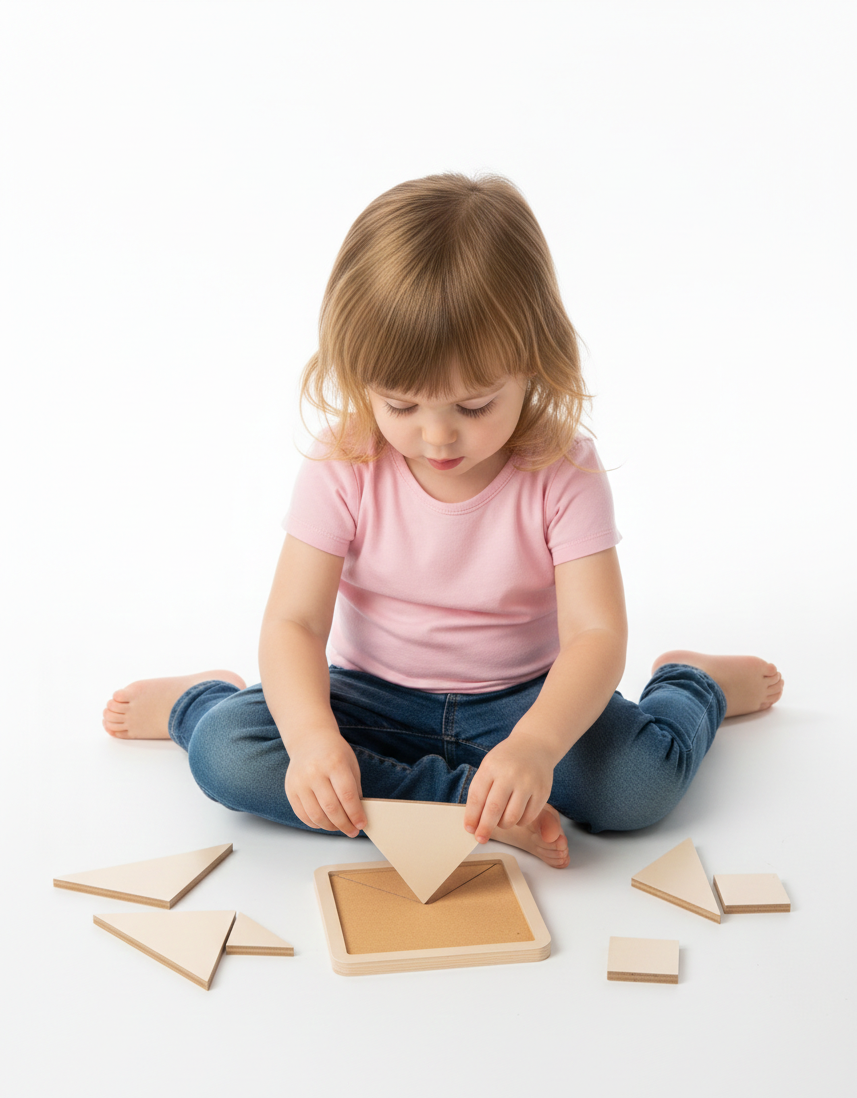Gray Square Wooden Puzzle Toy | MDF Puzzle Board | Minimalist Activity Toy for Kids - scale and shape detail