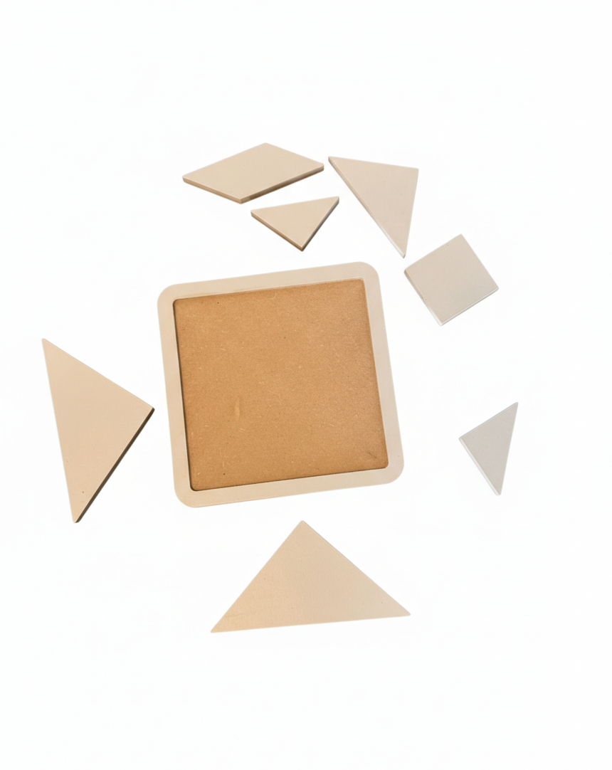 Gray Square Wooden Puzzle Toy | MDF Puzzle Board | Minimalist Activity Toy for Kids - playroom or nursery display idea