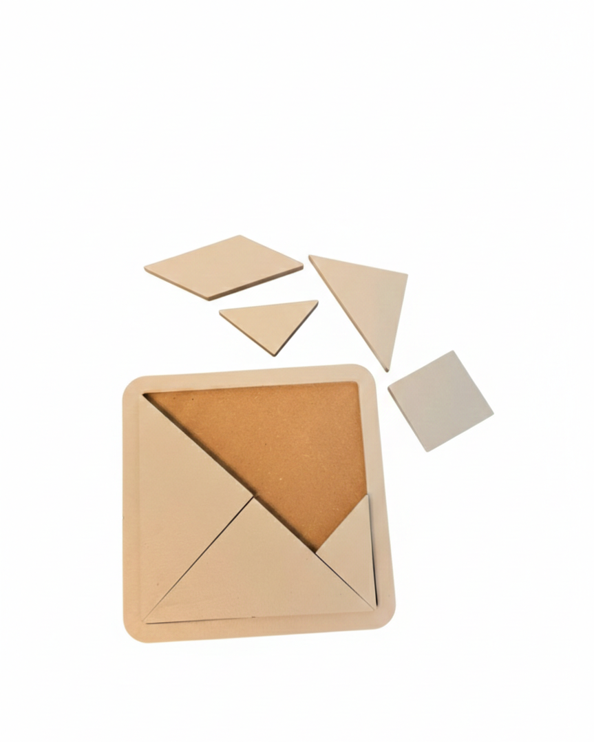 Gray MDF square puzzle style option for preschool fine motor skill practice