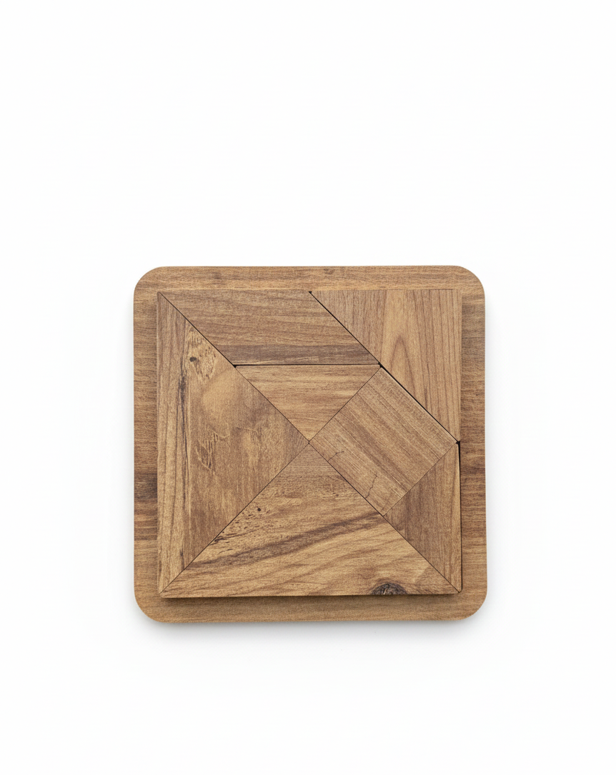 Brown MDF square puzzle style option for Montessori-inspired kids activity