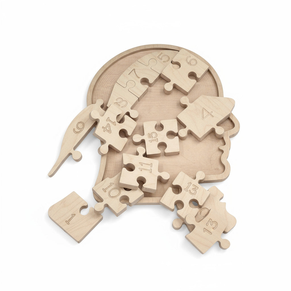 Wooden Face Puzzle Board, Hands-On Puzzle Toy for Kids, Large Wooden Activity Puzzle - side view showing the slim profile