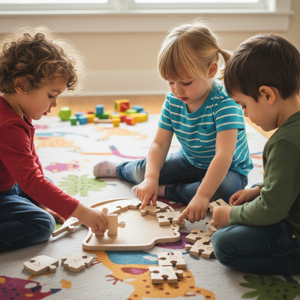 Wooden Face Puzzle Board, Hands-On Puzzle Toy for Kids, Large Wooden Activity Puzzle - playroom or nursery display idea