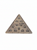 Wooden Triangle Puzzle in Brown, MDF Puzzle Board, Handcrafted Geometric Activity Toy - close up of the triangle puzzle shape