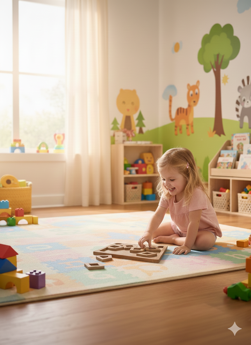 Wooden Triangle Puzzle in Brown, MDF Puzzle Board, Handcrafted Geometric Activity Toy - scale and shape detail