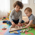 Wooden Triangle Puzzle Board in Birch, Handmade Wooden Puzzle Toy - close up of the triangle puzzle shape