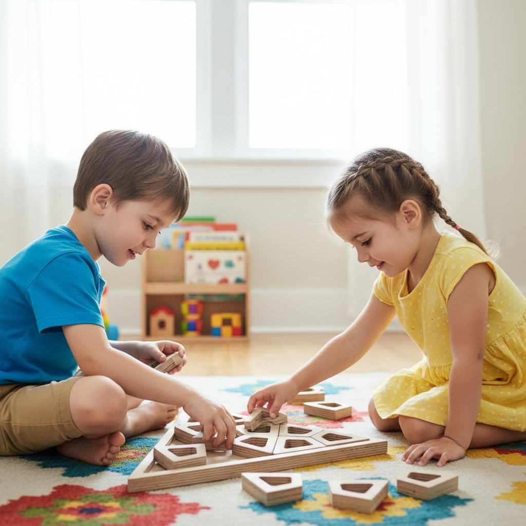 Wooden Triangle Puzzle Board in Birch, Handmade Wooden Puzzle Toy - wood material and finish detail