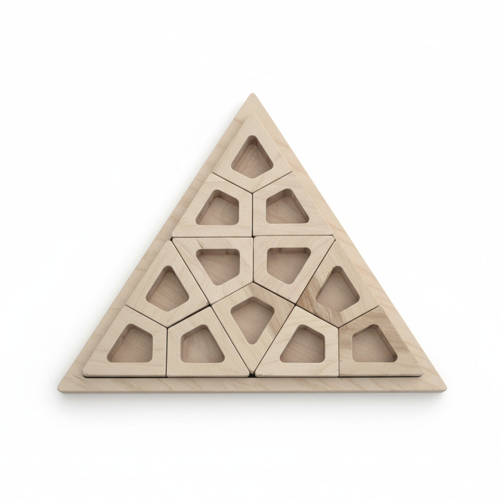 Wooden Triangle Puzzle Board in Birch, Handmade Wooden Puzzle Toy - playroom or nursery display idea
