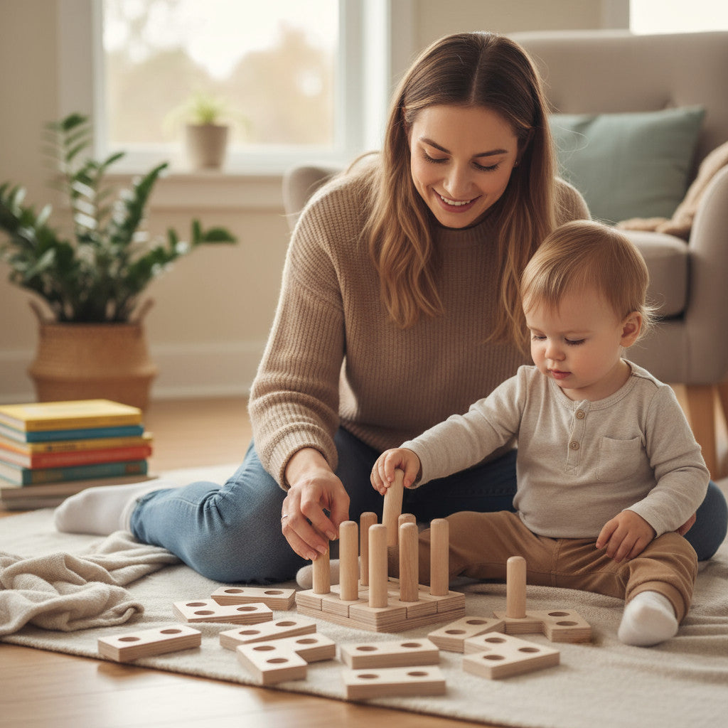 Wooden Tetris Puzzle Toy, Handmade Puzzle Board, Wooden Activity Toy for Kids, Natural Wood Shape Game - close up of the wooden puzzle design