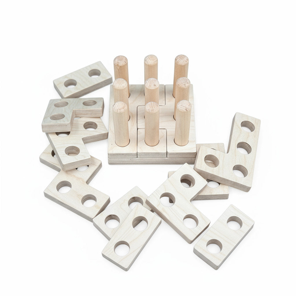 Wooden Tetris Puzzle Toy, Handmade Puzzle Board, Wooden Activity Toy for Kids, Natural Wood Shape Game - detail view for shoppers