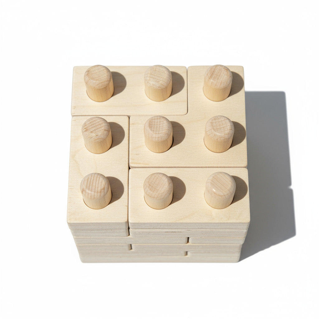 Wooden Tetris Puzzle Toy, Handmade Puzzle Board, Wooden Activity Toy for Kids, Natural Wood Shape Game - additional product photo