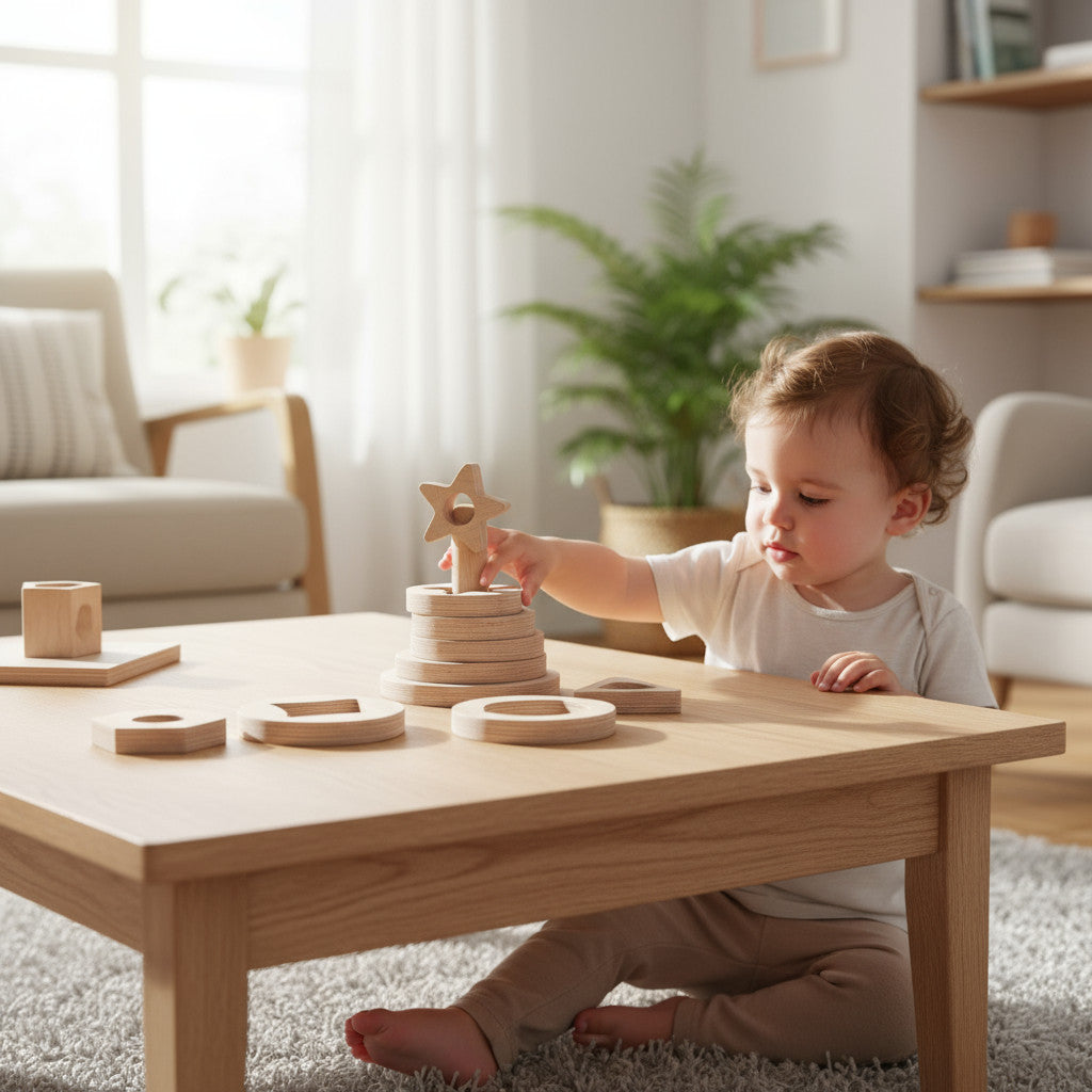 Geometric Wooden Puzzle Toy, Handmade Wooden Shape Puzzle Board, Natural Nursery Activity Toy, Toddler Gift - additional product photo