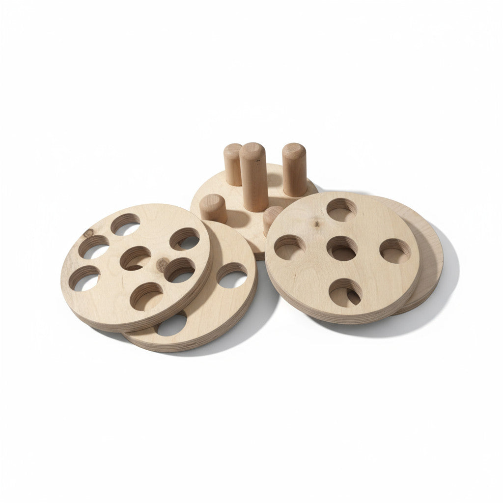 Find the Right Hole Wooden Puzzle Toy | Handmade Montessori-Style Activity for Kids, Nursery Play, Thoughtful Gift - side view showing the slim profile
