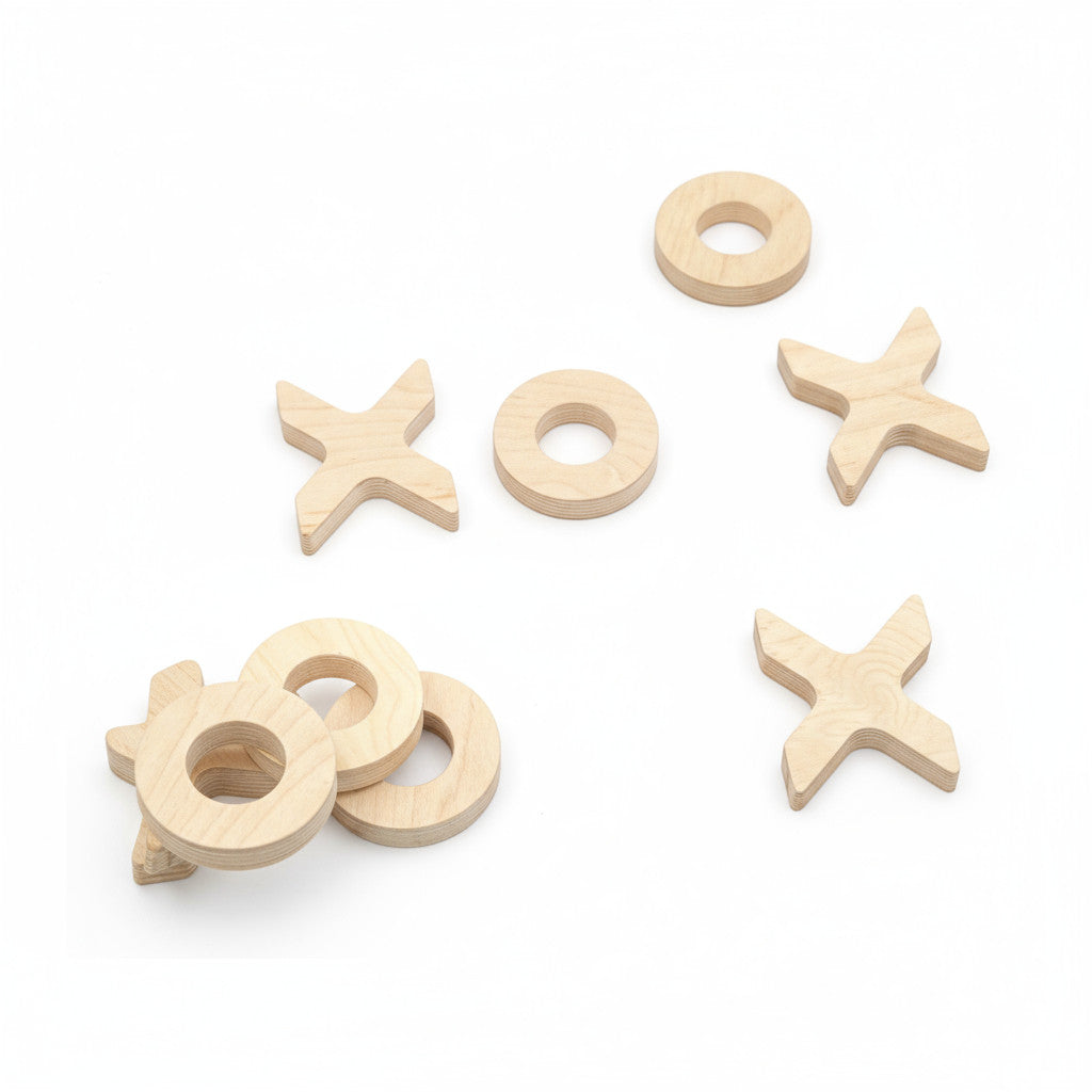 Wooden XOX Puzzle Toy, Single Piece Game Board, Handmade Wooden Activity Toy - handmade wooden toy detail