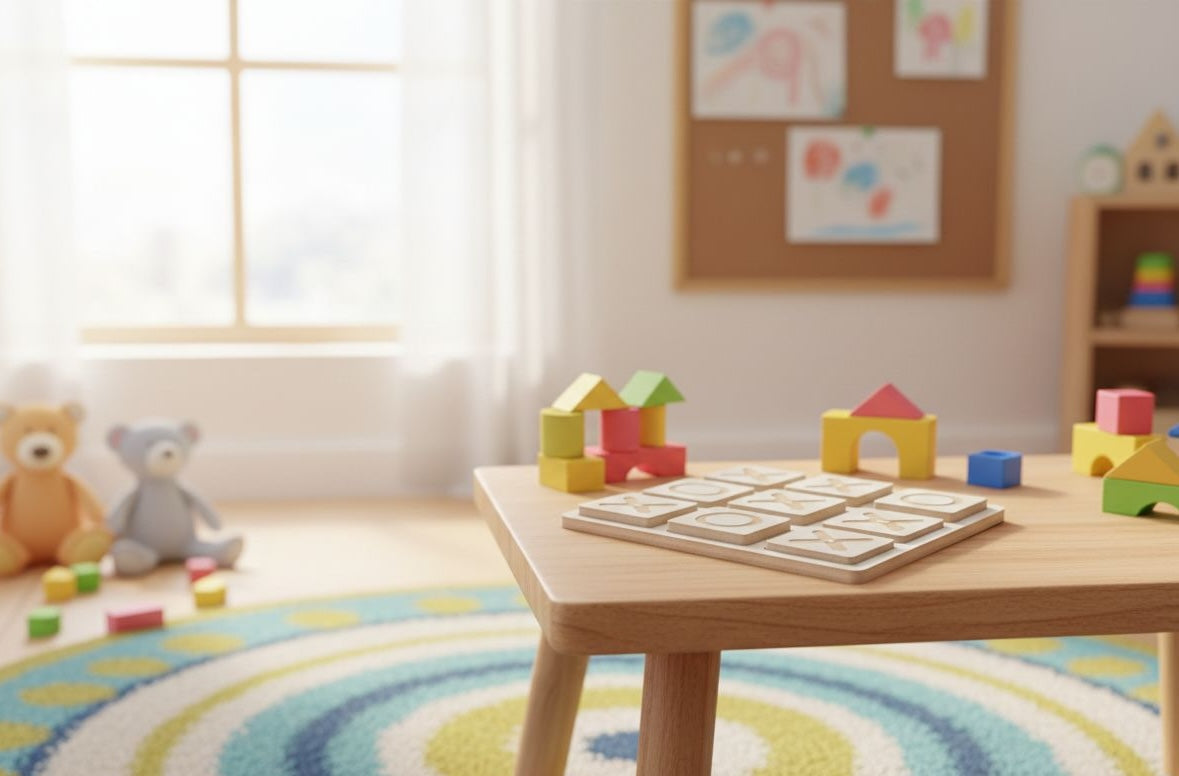 Gray Wooden XOX Puzzle Board, Cube Tic Tac Toe Game, MDF Activity Toy, 20 cm - detail view for shoppers