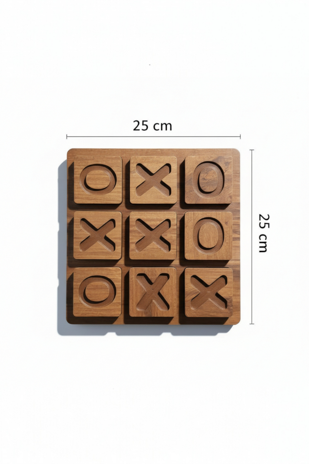 Wooden XO Puzzle Board in Brown, MDF Tic Tac Toe Game - additional product photo
