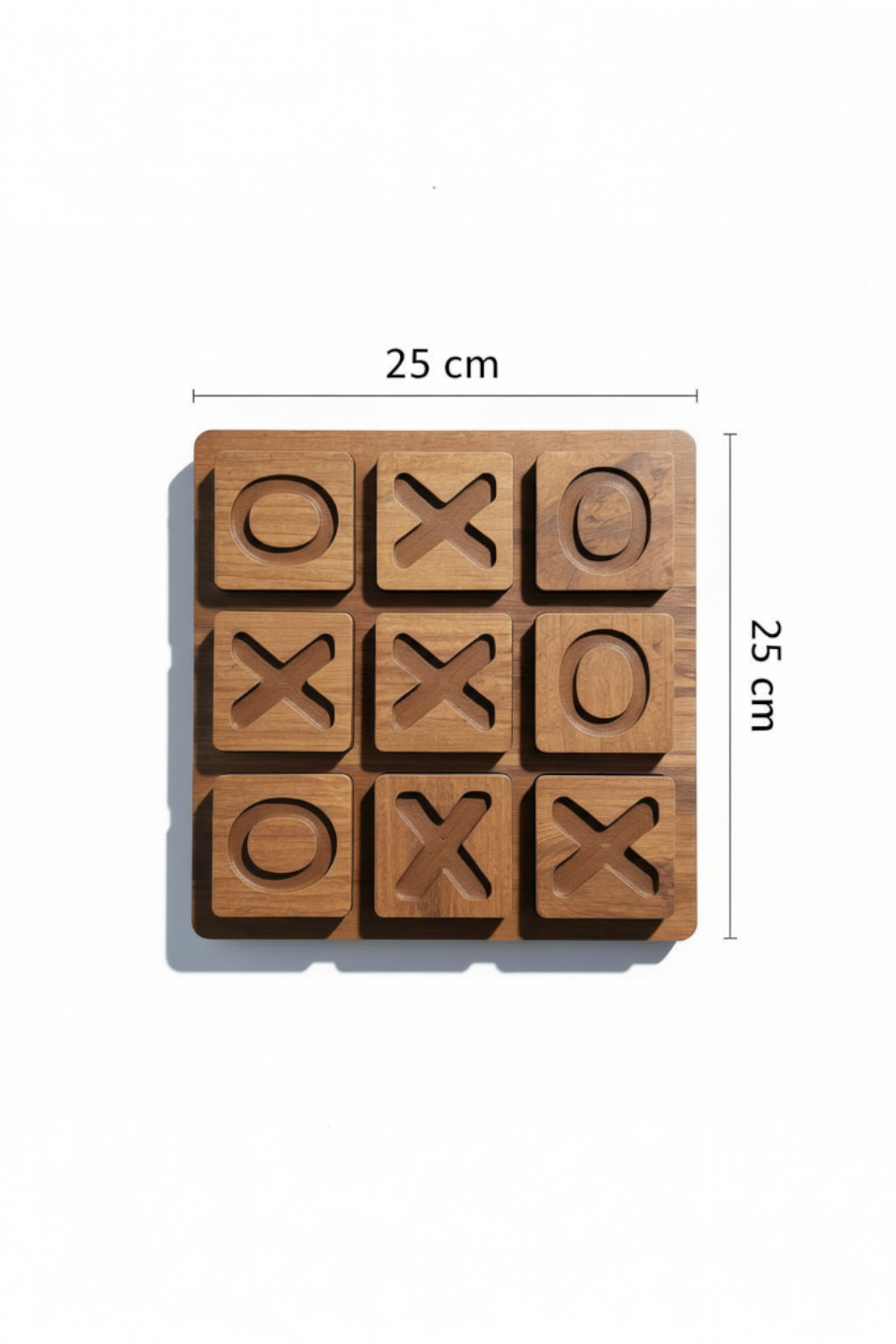 Wooden XO Puzzle Board in Brown, MDF Tic Tac Toe Game - additional product photo