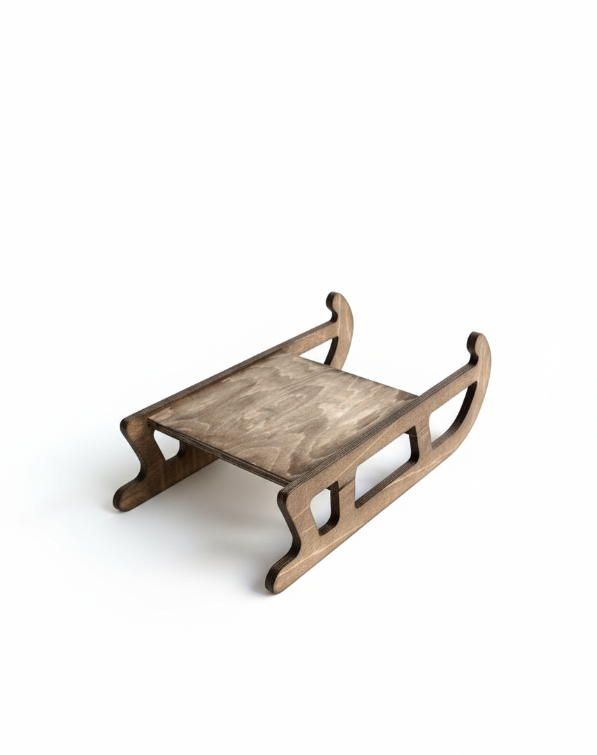 Long Natural Wooden Rocker Chair for Children, 117 cm Handmade Wooden Activity Toy - side view showing the slim profile
