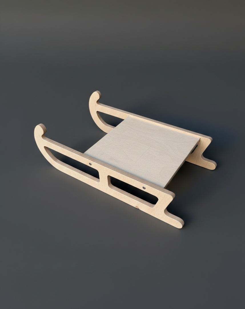 Wooden Slide Chair, Brown Kids Activity Toy, Natural Wood Stool with Slanted Seat - main product view