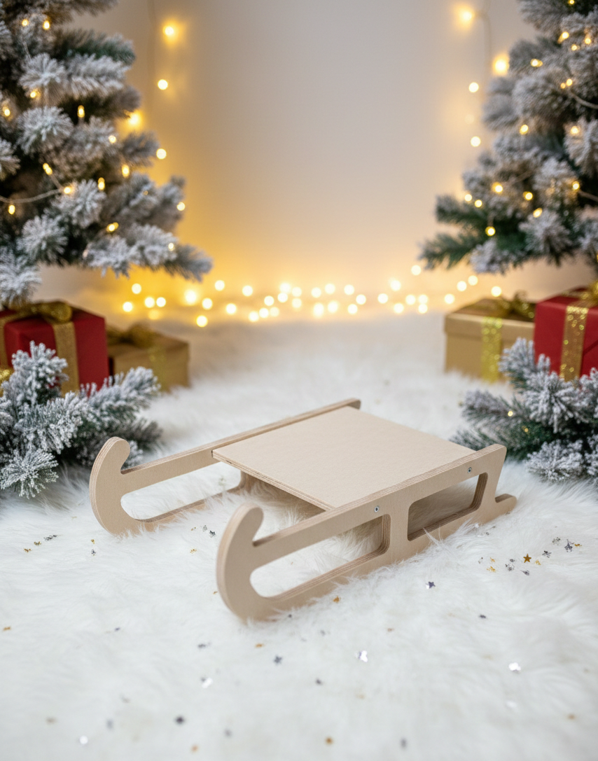 Wooden Slide Chair, Brown Kids Activity Toy, Natural Wood Stool with Slanted Seat - handmade wooden toy detail