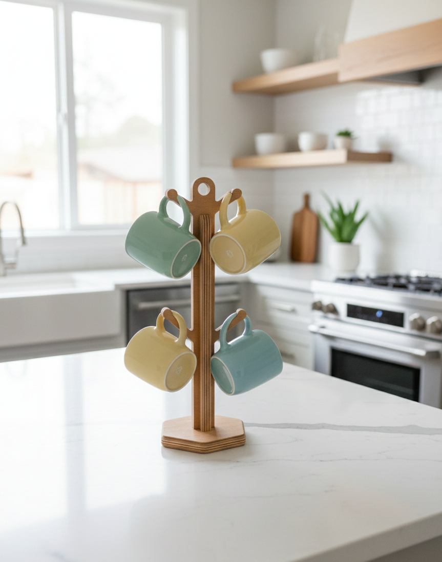 Wooden Desk Lamp Style MDF Table Lamp Decor, Modern Minimalist Accent Light - size and shape detail