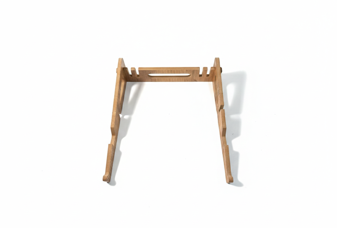 Gray Wooden Belt and Tie Holder | Wall-Mounted MDF Organizer for Kids' Clothes - wood material and finish detail