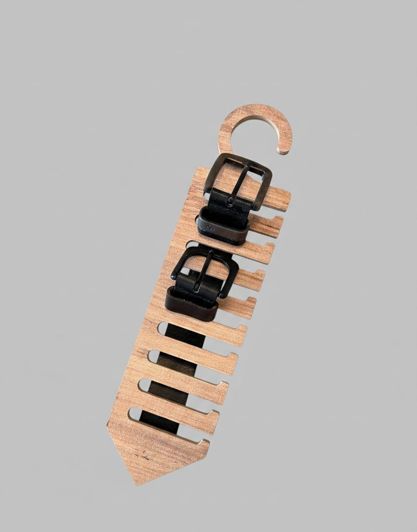 Brown Wooden Belt and Tie Holder Toy | MDF Pretend Play Accessory | Hands-On Dress-Up Activity for Kids - main product view