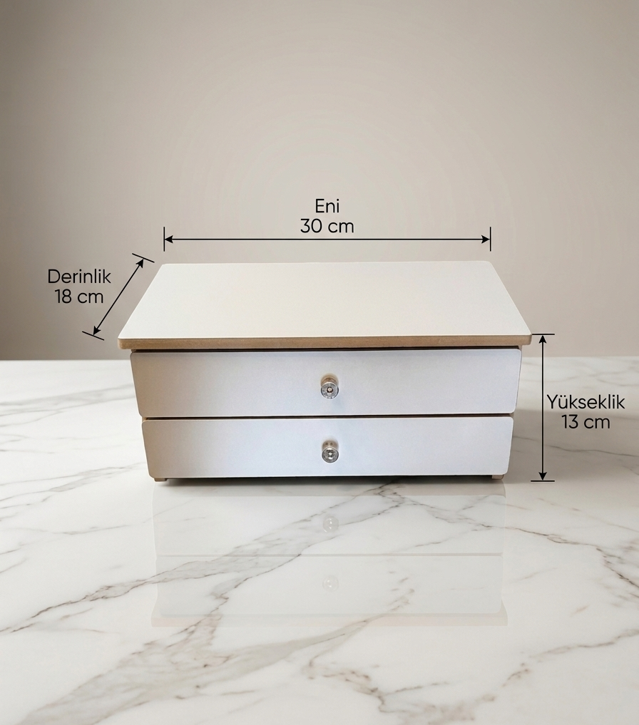 Rectangular Wooden Napkin Holder, MDF Tissue Box Cover for Table and Kitchen Storage - size and shape detail