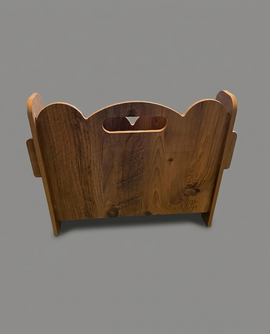 Rectangular Gray Wooden Tissue Box Cover, MDF Napkin Holder for Home, Office Desk Organizer, Modern Neutral Table Storage - side view showing the product profile