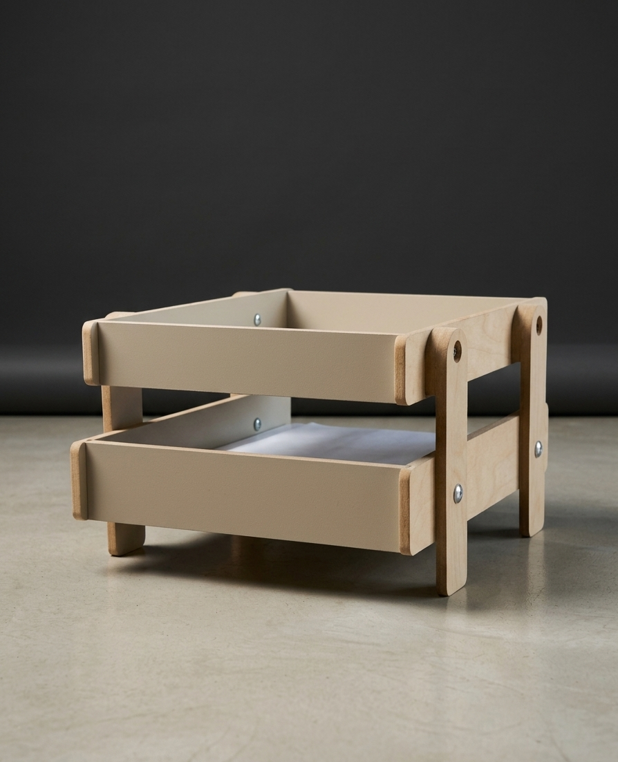 Wooden Desk File Holder, MDF Document Tray, Office Paper Organizer, Minimal Storage Rack - close up of the product detail