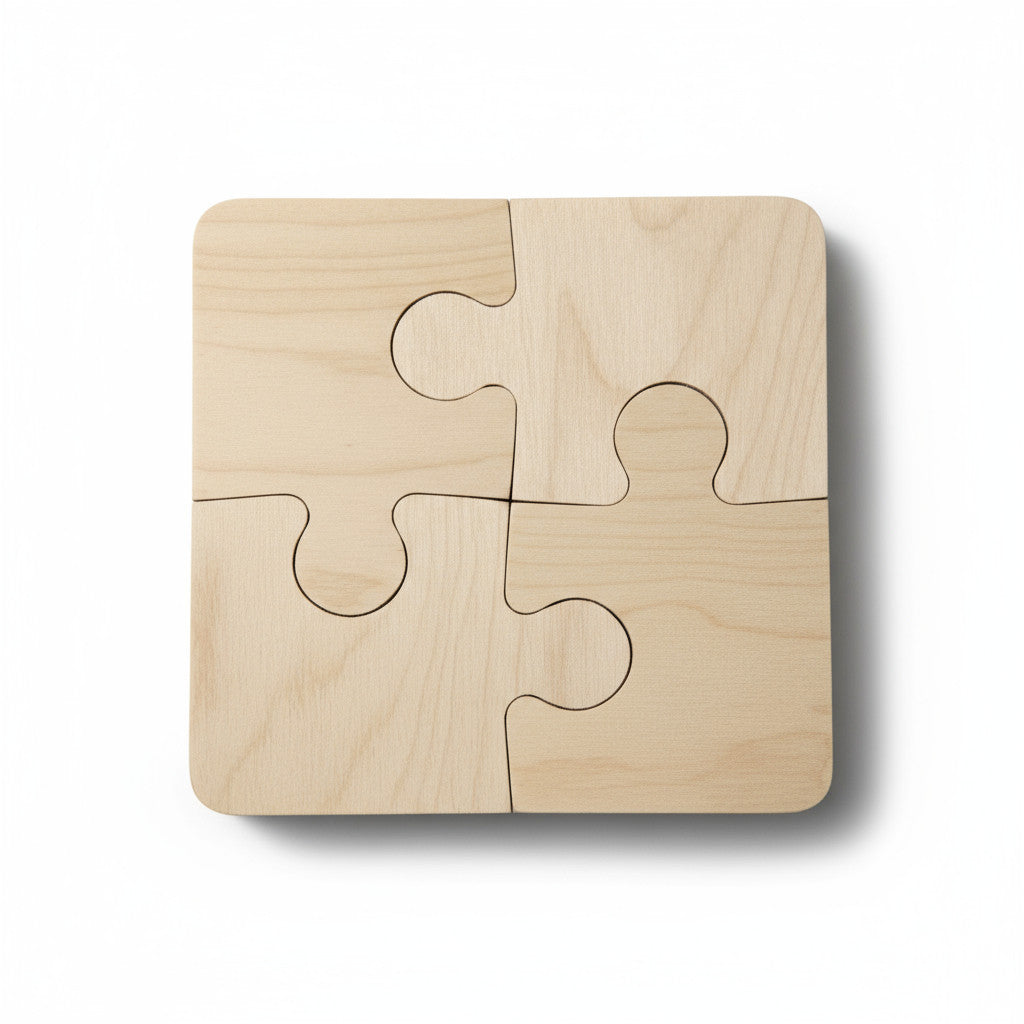 Square Wooden Coaster Tray | Minimal Handmade Wooden Organizer, 20 x 20 cm - detail view for shoppers