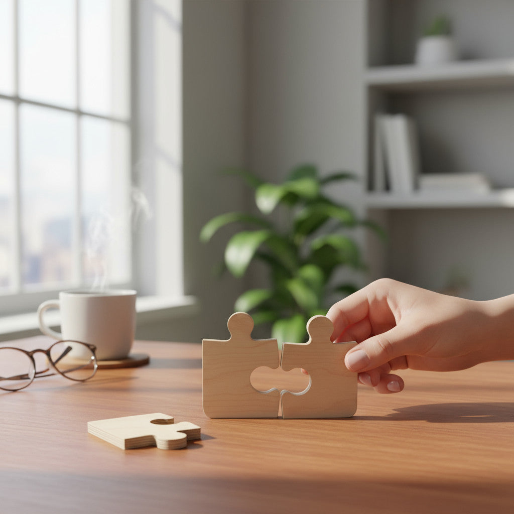 Square Wooden Coaster Tray | Minimal Handmade Wooden Organizer, 20 x 20 cm - additional product photo