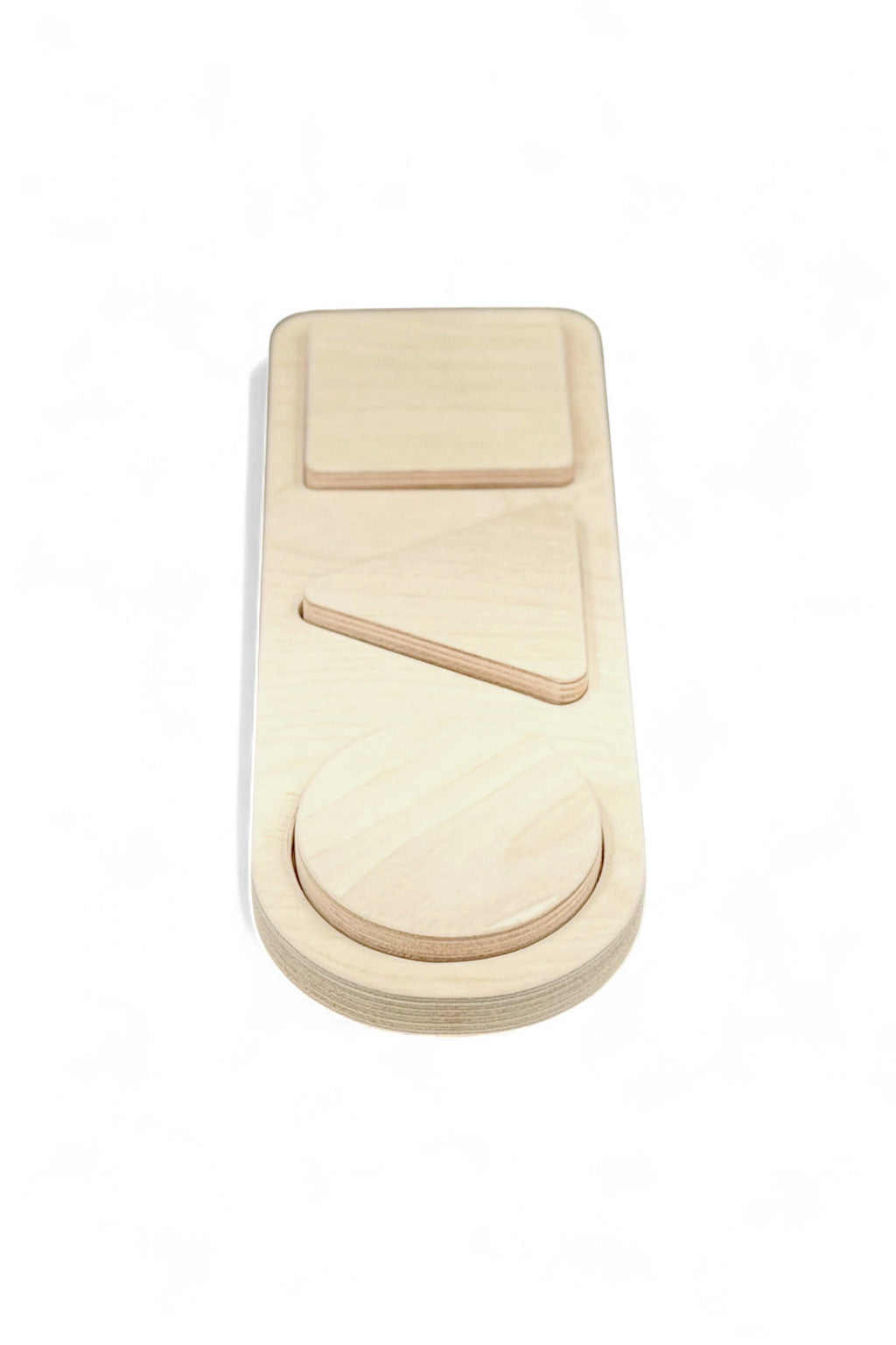 3 Piece Geometry Wooden Puzzle Toy | Hands-On Shape Board for Toddlers | Natural Wood Activity Toy - detail view for shoppers