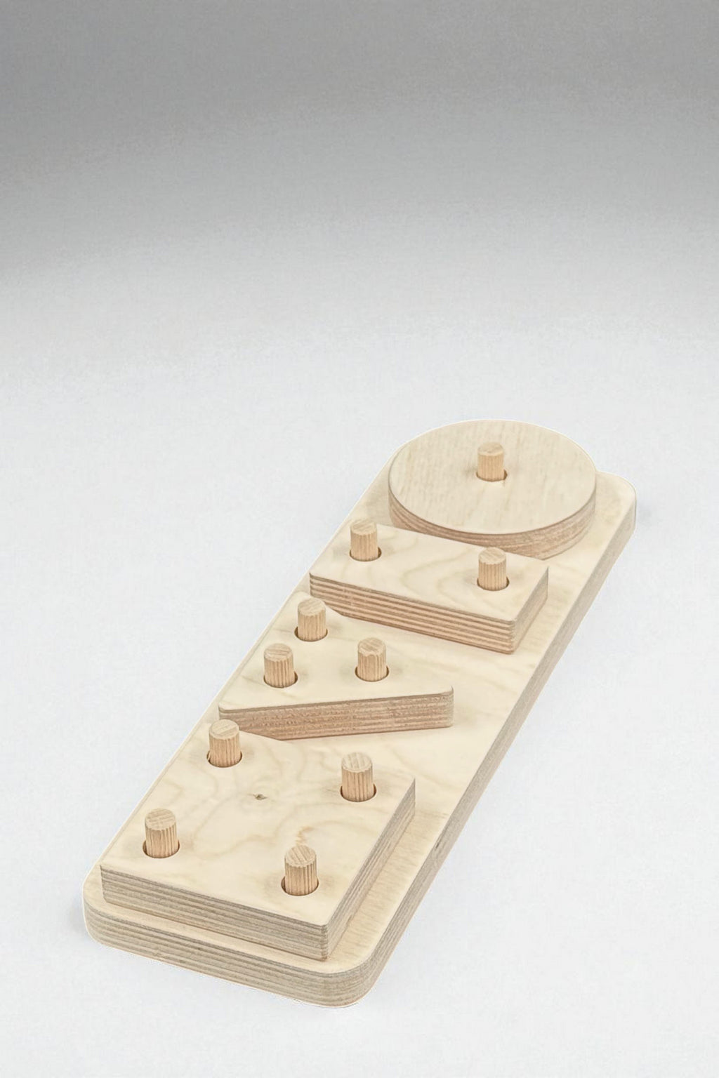 4-Piece Wooden Geometry Puzzle Board | Montessori-Style Shape Toy for Kids - close up of the wooden puzzle design