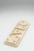 4-Piece Wooden Geometry Puzzle Board | Montessori-Style Shape Toy for Kids - close up of the wooden puzzle design
