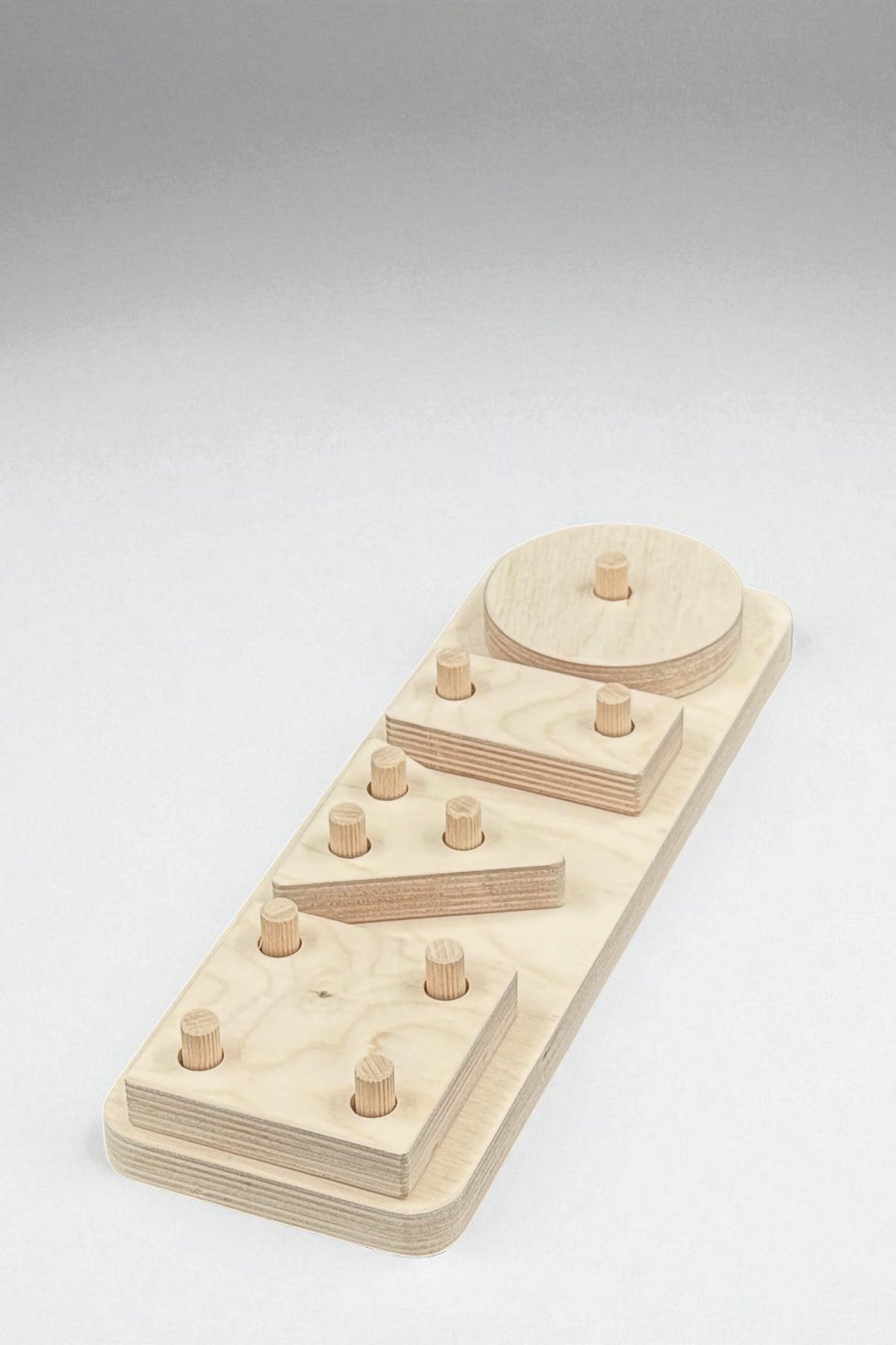 4-Piece Wooden Geometry Puzzle Board | Montessori-Style Shape Toy for Kids - close up of the wooden puzzle design