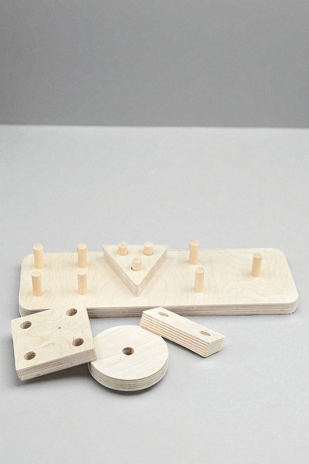 4-Piece Wooden Geometry Puzzle Board | Montessori-Style Shape Toy for Kids - scale and shape detail
