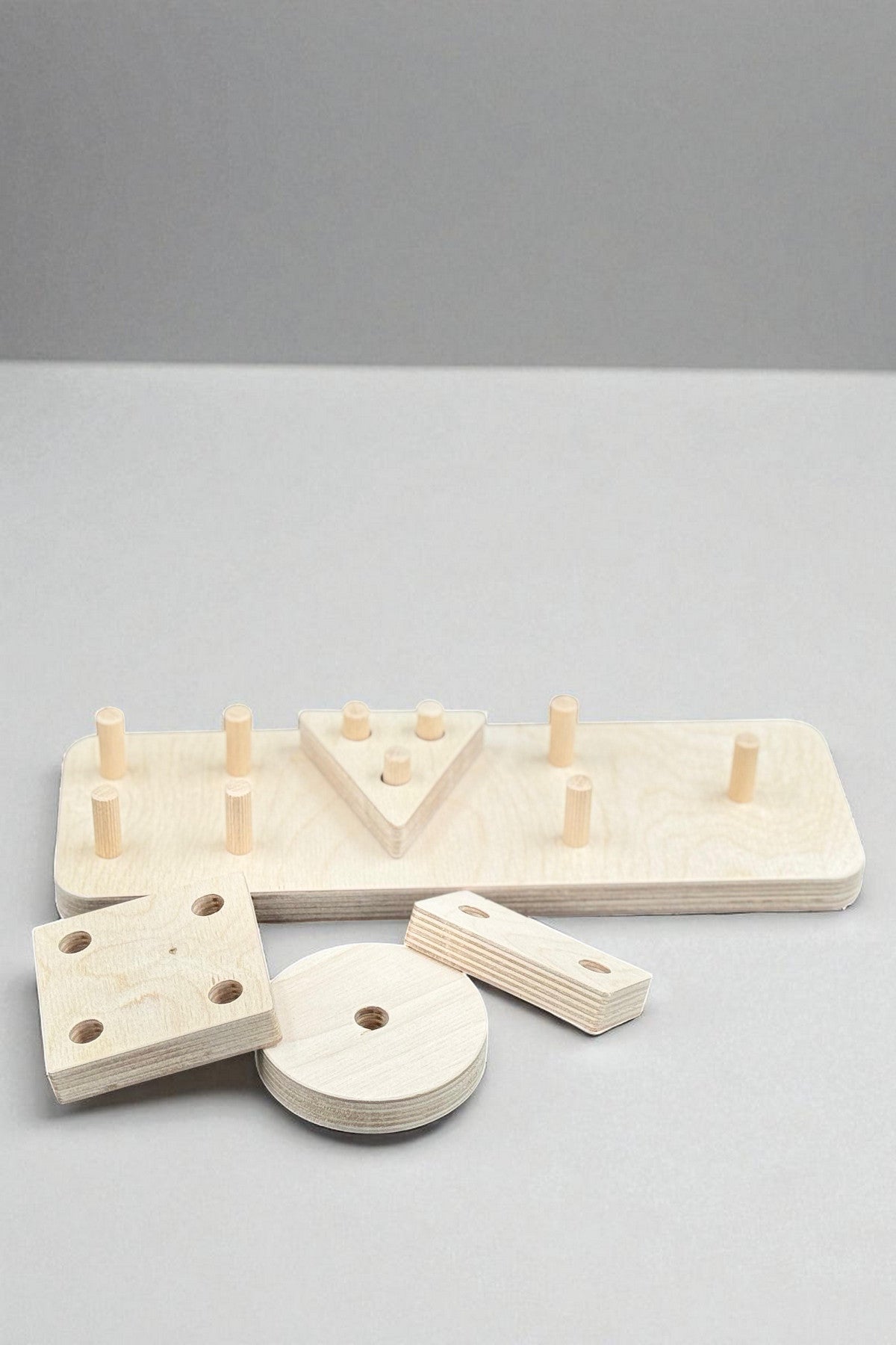 4-Piece Wooden Geometry Puzzle Board | Montessori-Style Shape Toy for Kids - scale and shape detail
