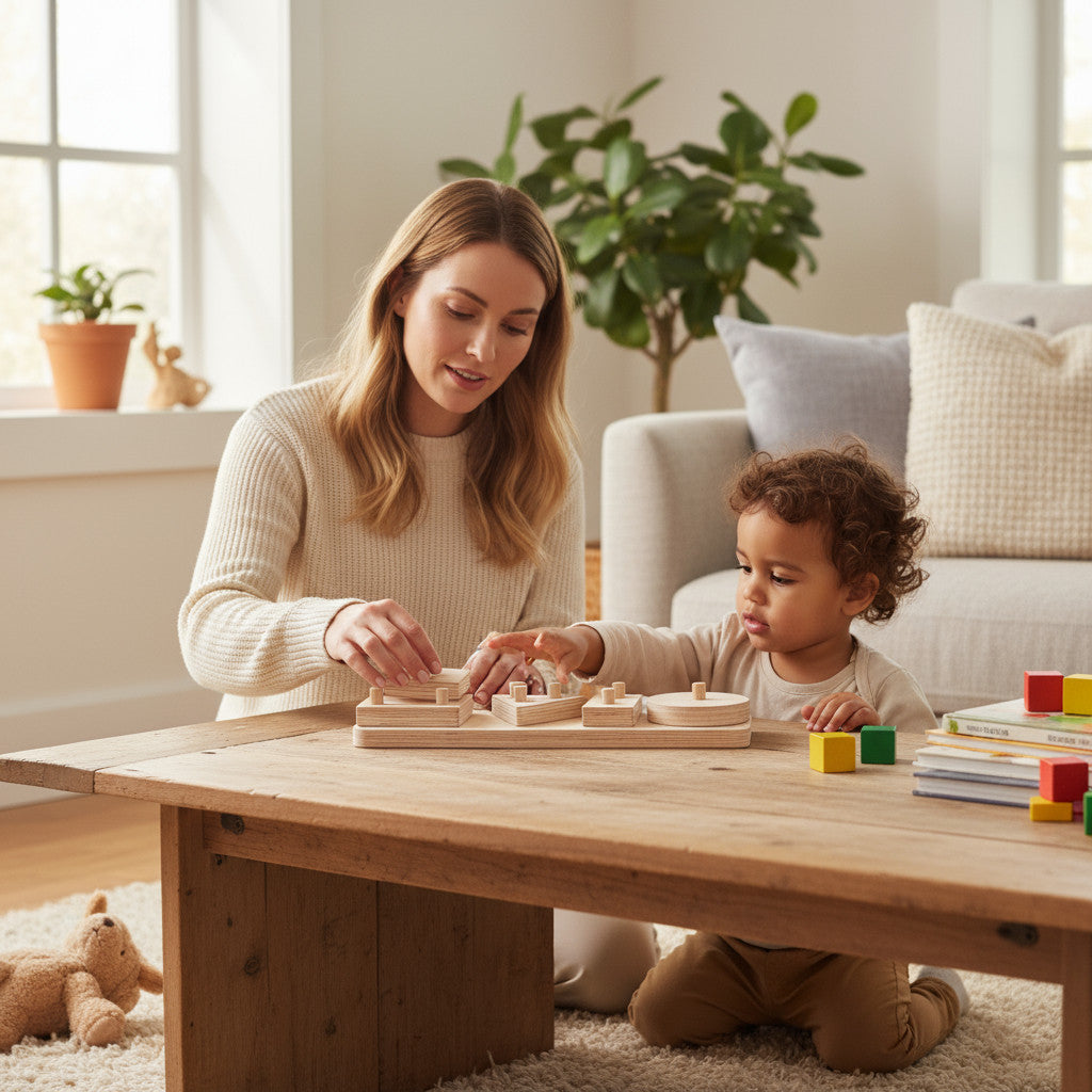 4-Piece Wooden Geometry Puzzle Board | Montessori-Style Shape Toy for Kids - additional product photo