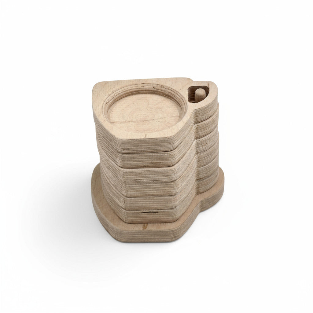 Wooden Cup Set Toy, Handcrafted Pretend Play Cups, Natural Wood Activity Toy, Nursery Shelf Display Toy - wood material and finish detail