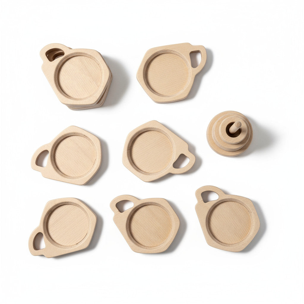 Wooden Cup Set Toy, Handcrafted Pretend Play Cups, Natural Wood Activity Toy, Nursery Shelf Display Toy - playroom or nursery display idea