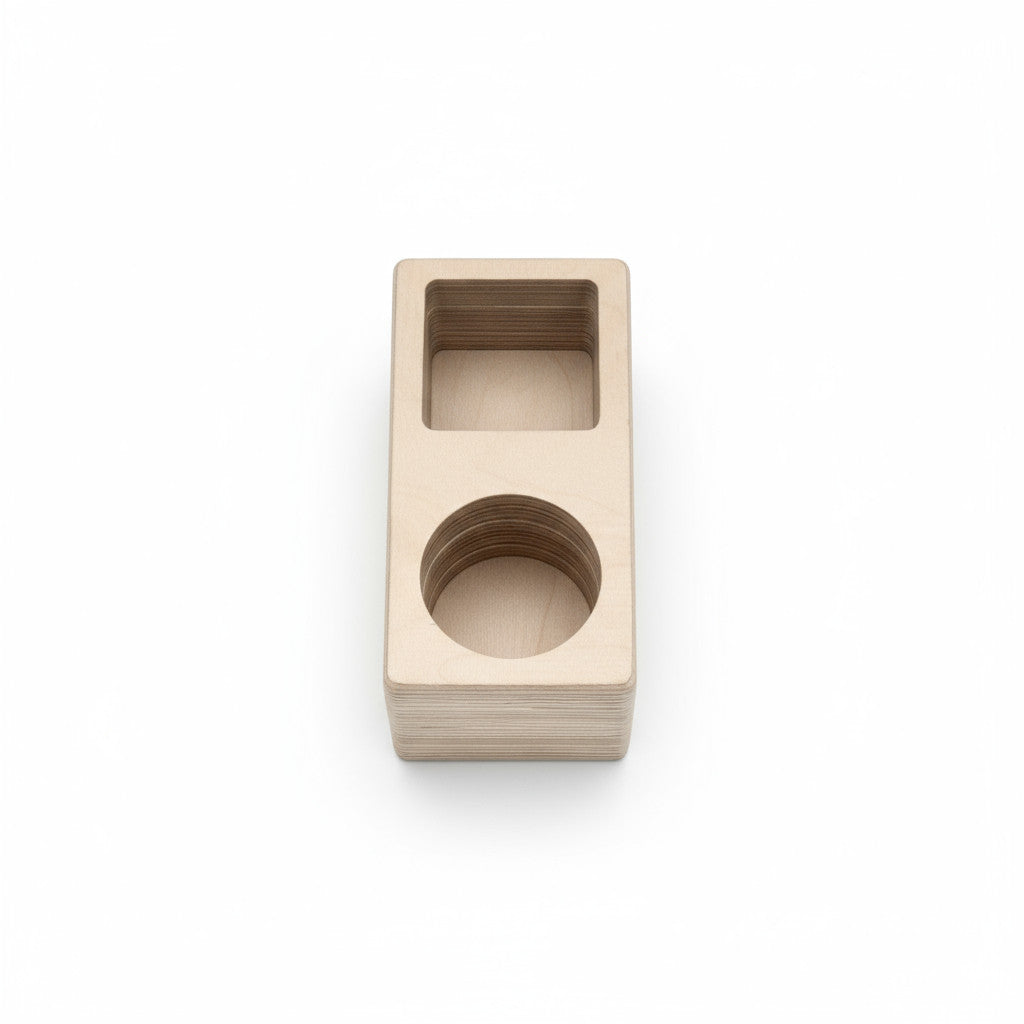 Double Pencil Holder Wooden Desk Organizer | Handmade Wooden Pen Cup for Kids Room, Classroom, Nursery Shelf - front view of the product
