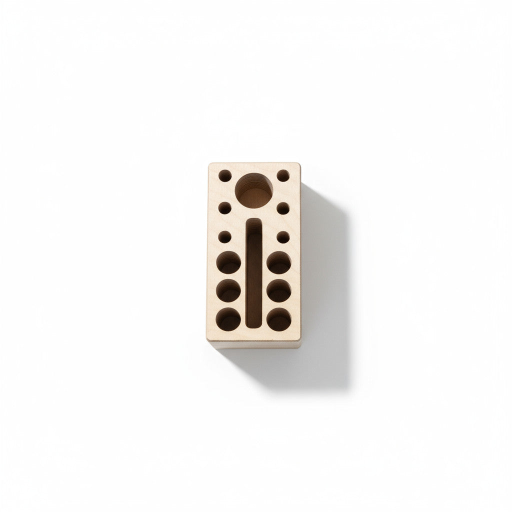 Wooden Pencil Holder with Holes, Desk Organiser, Natural Wood Pen Cup for Home Office - styled use and display idea