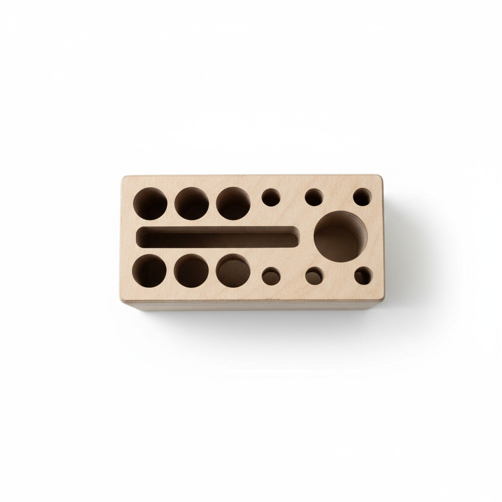 Wooden Pencil Holder with Holes, Desk Organiser, Natural Wood Pen Cup for Home Office - handmade wooden product detail