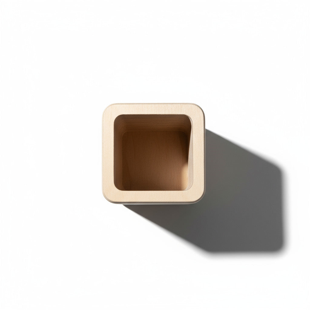 Square Wooden Pencil Holder, Small Desk Organizer, Minimal Wooden Pen Cup for Home Office or Kids' Desk - styled use and display idea