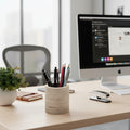 Round Wooden Pencil Holder, Small Desk Organiser, Minimal Wood Pen Pot for Office or Kids' Room - close up of the product detail