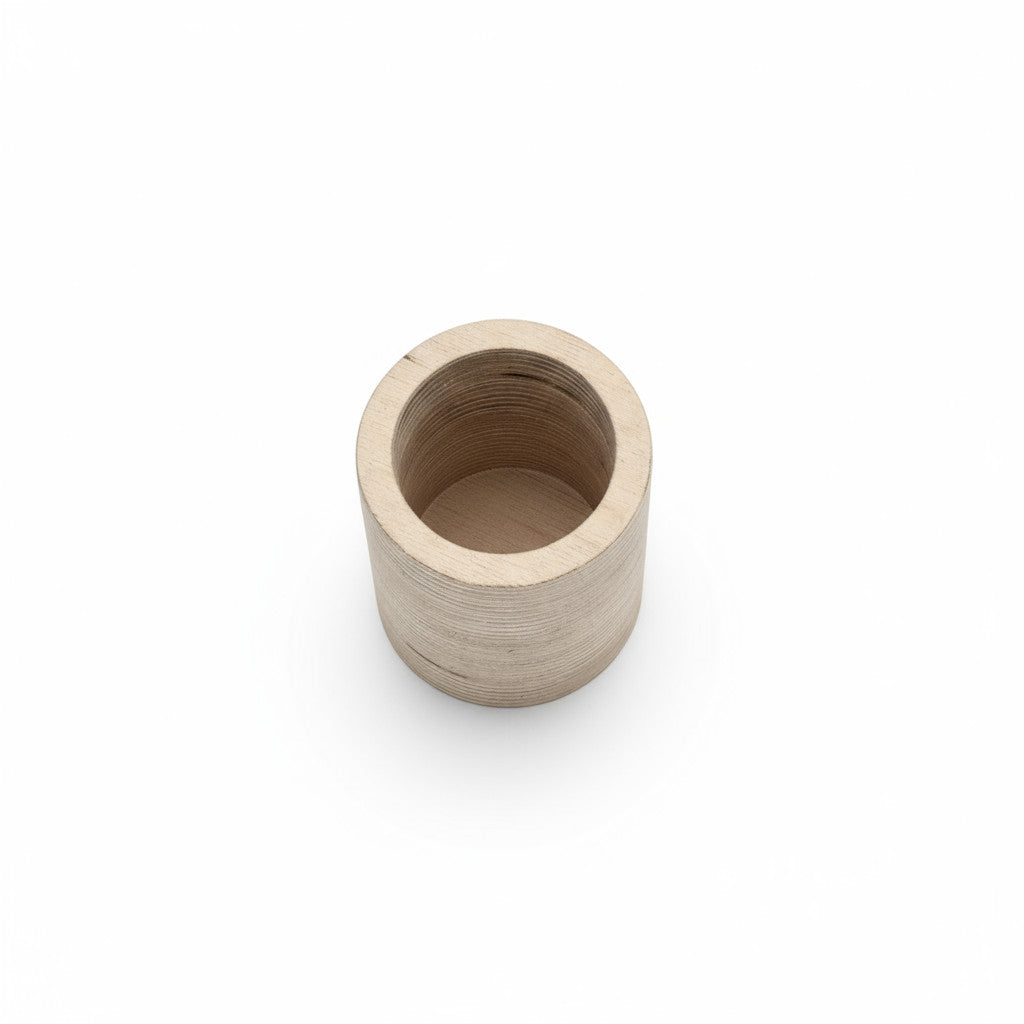 Round Wooden Pencil Holder, Small Desk Organiser, Minimal Wood Pen Pot for Office or Kids' Room - styled use and display idea