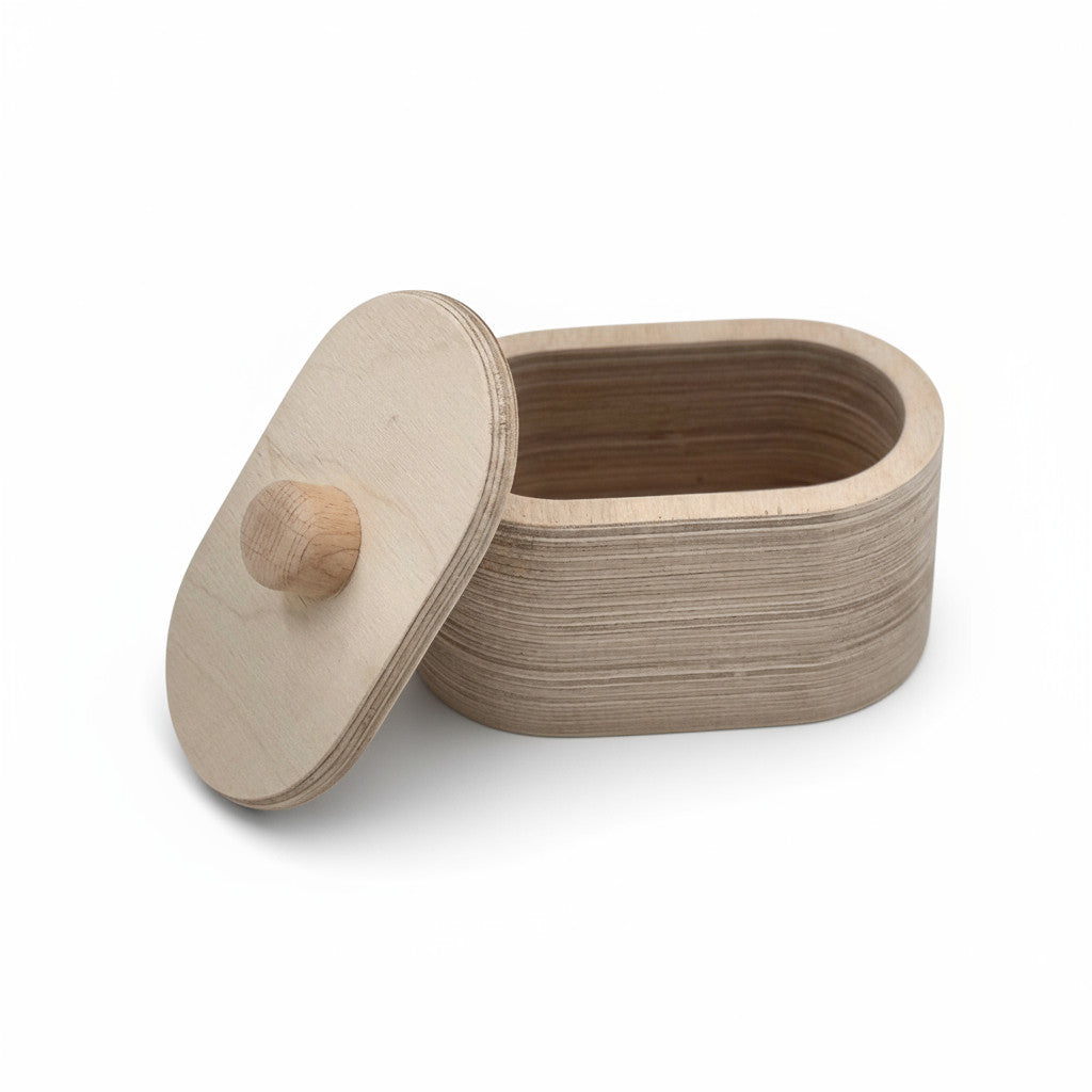 Small Ellipse Wooden Box, Handmade Wooden Storage Box, Natural Wood Keepsake Box, Minimal Wooden Decor Accent - handmade wooden product detail
