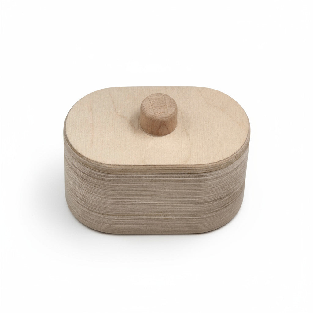 Small Ellipse Wooden Box, Handmade Wooden Storage Box, Natural Wood Keepsake Box, Minimal Wooden Decor Accent - front view of the product