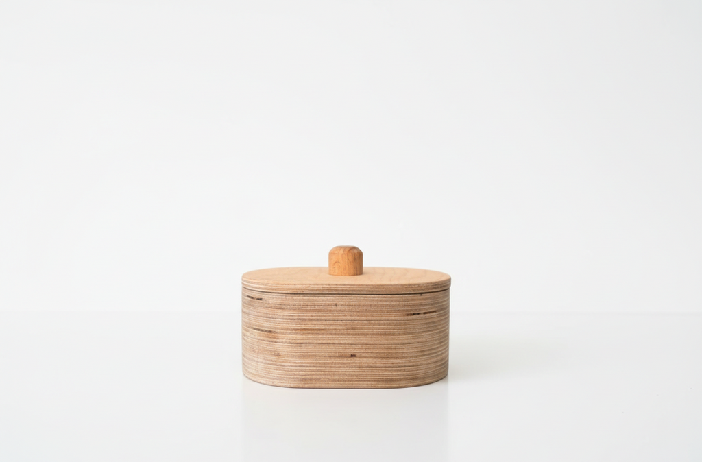 Large Ellipse Wooden Box Puzzle Toy for Kids | Natural Wood Activity Toy, Compact Montessori-Style Shape Puzzle, Nursery Shelf Decor Accent - handmade wooden toy detail
