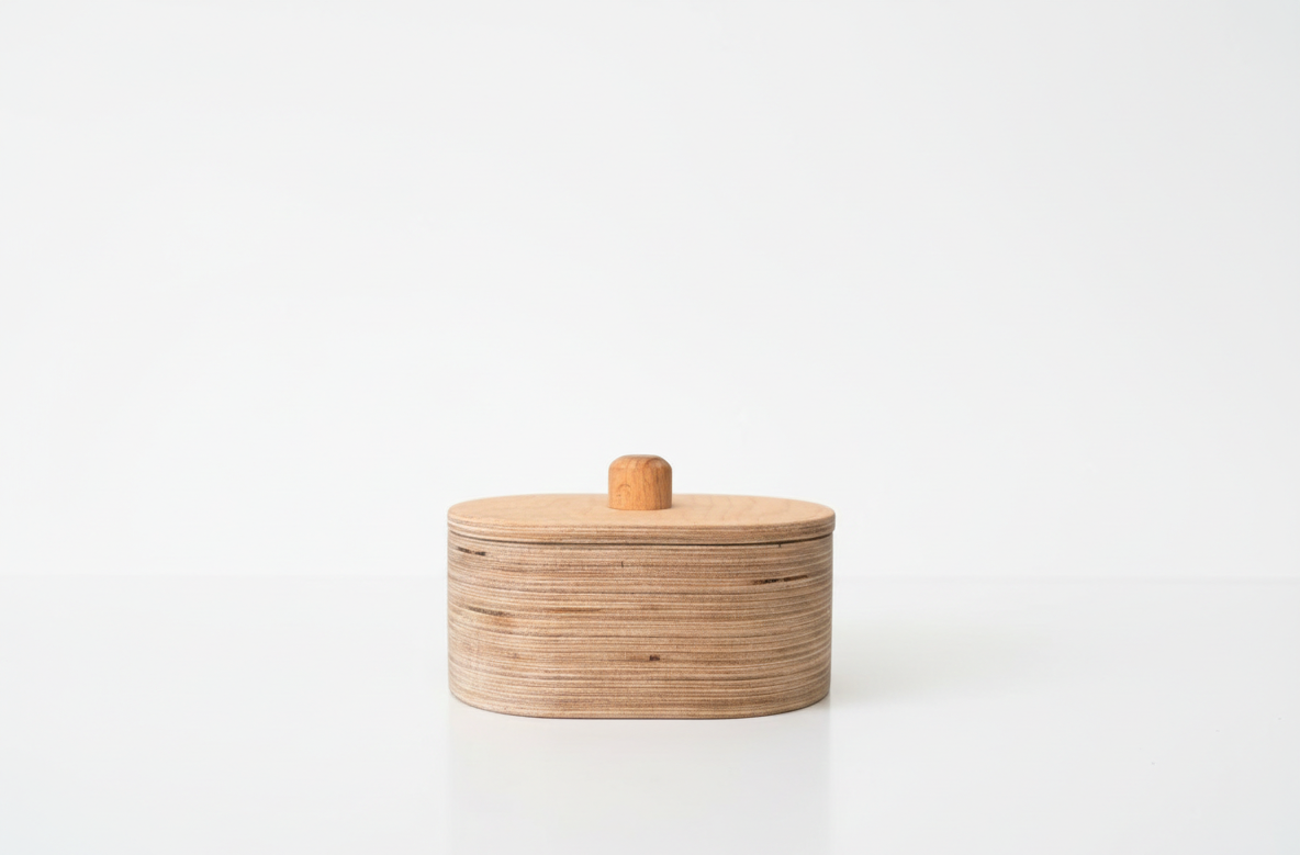Large Ellipse Wooden Box Puzzle Toy for Kids | Natural Wood Activity Toy, Compact Montessori-Style Shape Puzzle, Nursery Shelf Decor Accent - handmade wooden toy detail